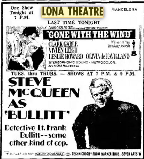 Lona Theatre - 1969 Ad For Theater (newer photo)